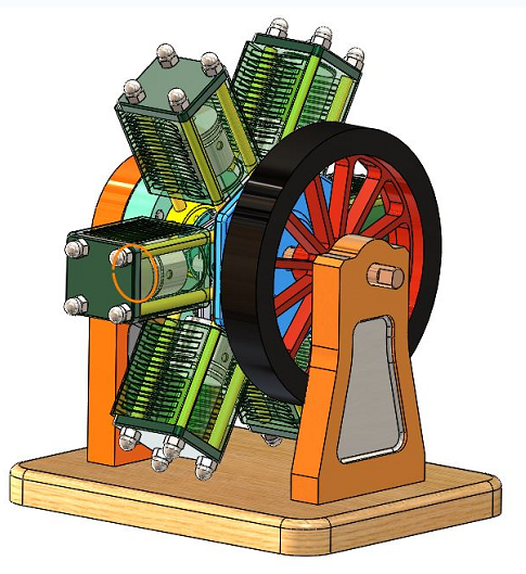 Cylinder Radial Engine ΰlәCģ3DD SolidworksOӋ