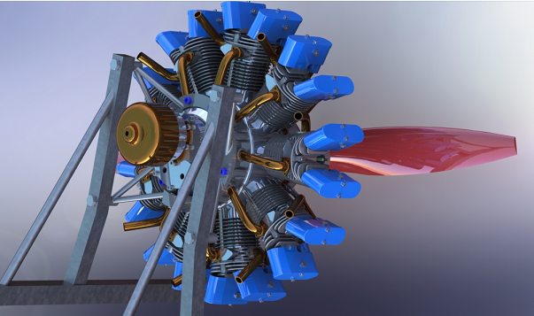 9 cylinder radial engine 9Ͱl(f)әCģ3DD SolidworksOӋ ̈D