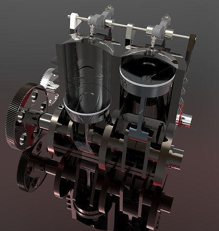 2 Cylinder Enginepװl(f)әC(j)3D(sh)ģD SolidworksO(sh)Ӌ STEP